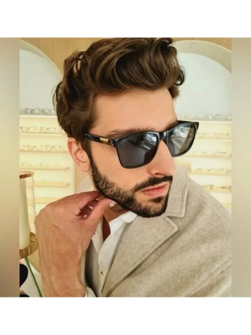 New- GUCCI GG1156S-001 57 Acetate Black-Grey Sunglasses